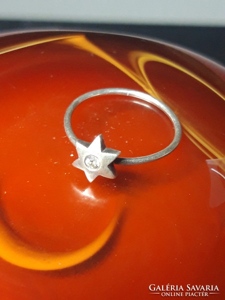 Dávid - csillag pici kővel - ezüst gyűrű - 49- es méret