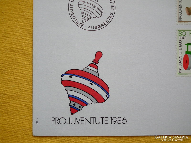 1986. Svájc FDC - Pro Juventute - Játékok bélyegsorral