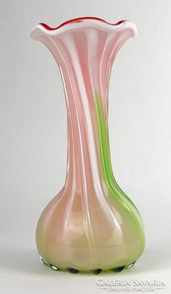 1O977 Antik trikoloros fújt üveg váza 15.5 cm