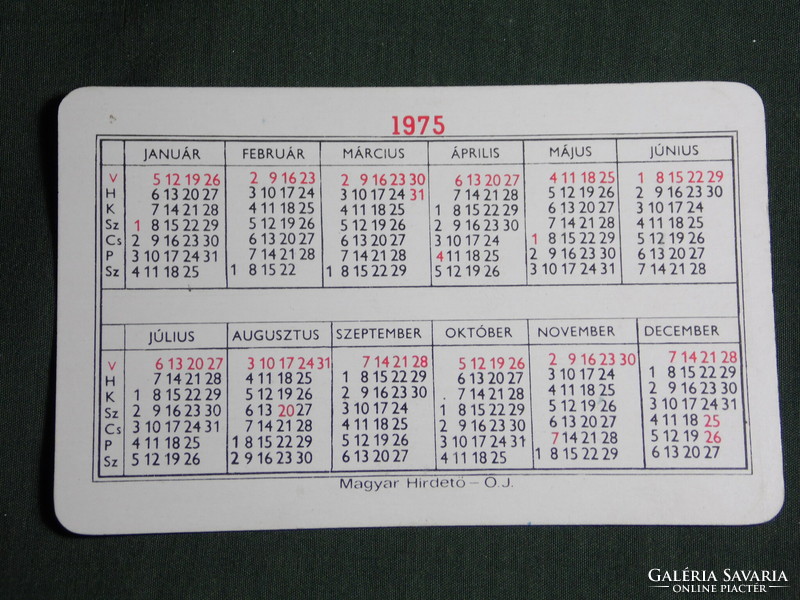 Card calendar, universal cooperative, Szeged, Jana deodorant cosmetics, 1975