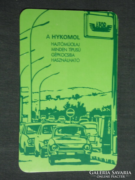 Kártyanaptár, ÁFOR benzinkút, Hykomol olaj, grafikai rajzos, 1978