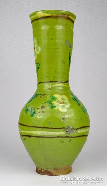 1O965 Antik ~1910 körüli zöld mázas erdélyi tordai bokály 24 cm