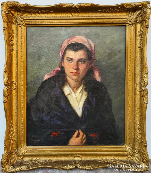 Rezes Molnár Lajos (1896 - 1989) Fiatal Leány c. festménye Eredeti Garanciával!