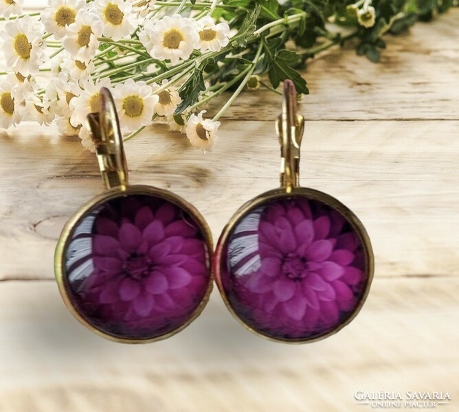 Pink-gold flower earrings