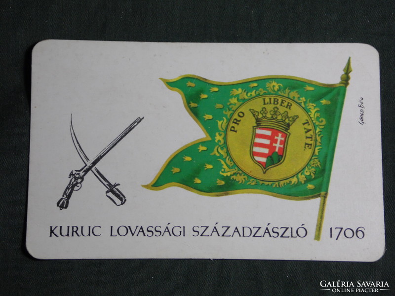 Card calendar, mh our historical flags, kuruc cavalry flag, 1976