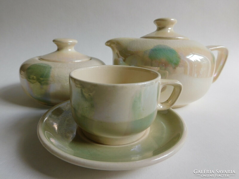 Mid century fs mother-of-pearl luster faience coffee set