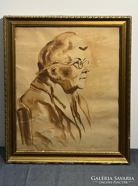 Szekfű János (1910-2004) Gobbi Hilda /akvarell-karton/ - Művészi portré ábrázolás (számlát adunk)