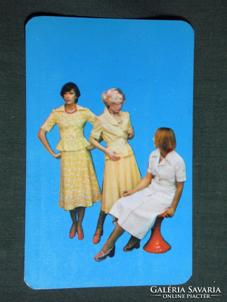 Card calendar, clothing factory in Debrecen, female model, 1976