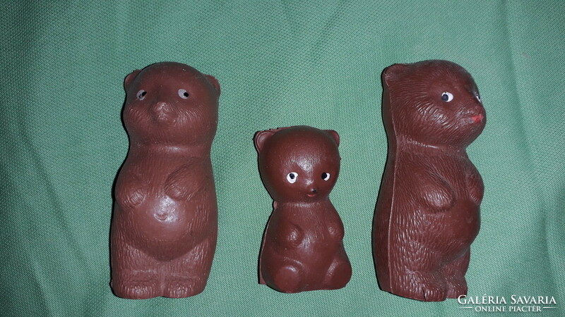 1960s rare plastolus thin hollow teddy bear family figures, roaring ones together according to the pictures