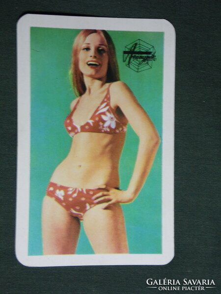 Kártyanaptár, Aranypók divatáru üzletek,erotikus női modell,1973