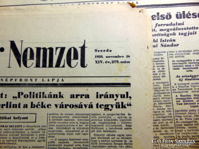 1958 November 26 / Hungarian nation / for birthday :-) newspaper!? No.: 24437