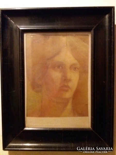 Lotz Károly (1833 - 1904) alkotása Kornélia portré akvarell keretben üvegezve képek szerint