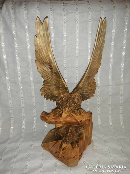 Carved wooden eagle bird 41 cm high (a6)