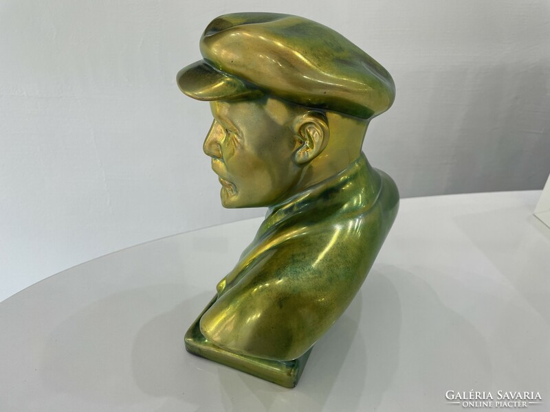 Zsolnay eozin Lenin szobor büszt kommunista szocialista figura modern