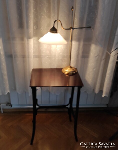Beautiful desk, bank lamp made of copper adjustable height and light direction milk glass shade