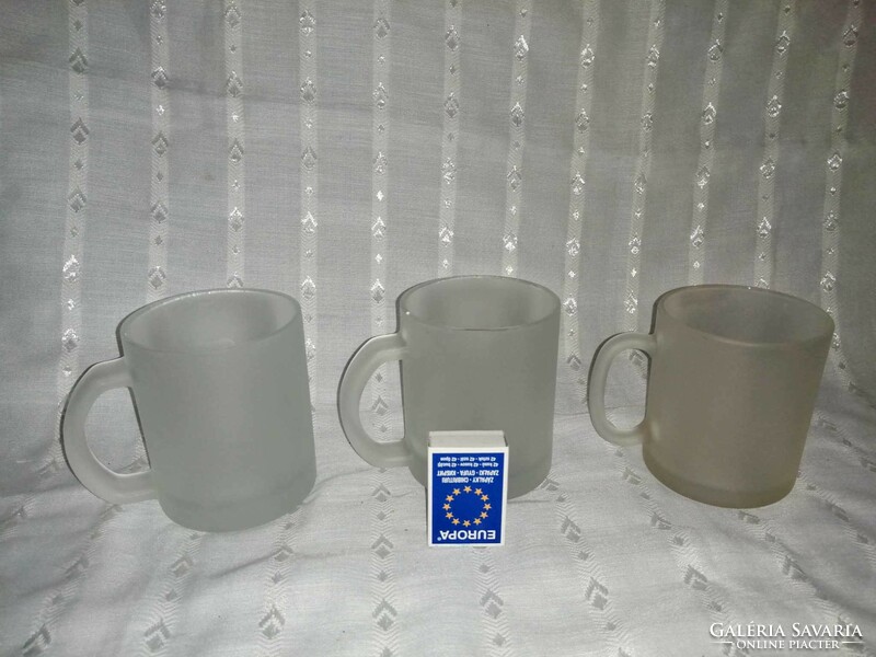 Pair of opal glass mugs with 4-leaf clover pattern + 1 gift - height 9.8 cm