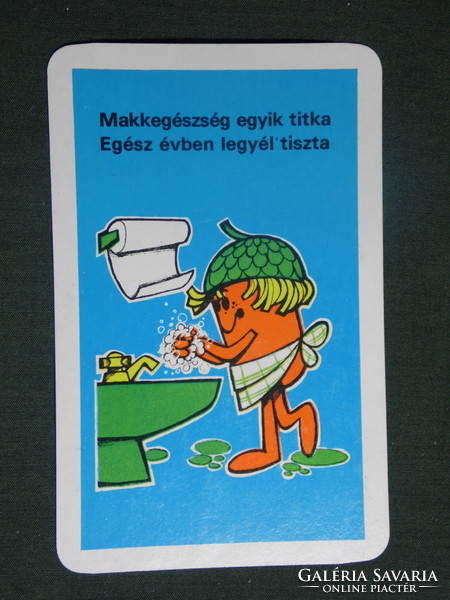 Kártyanaptár, PIÉRT  kéztörlő,grafikai rajzos, Makk Marci reklám figura, 1980