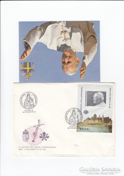 Greeting card- envelope- holy image ii.Pope John Paul + Cardinal envelope Mindszenty