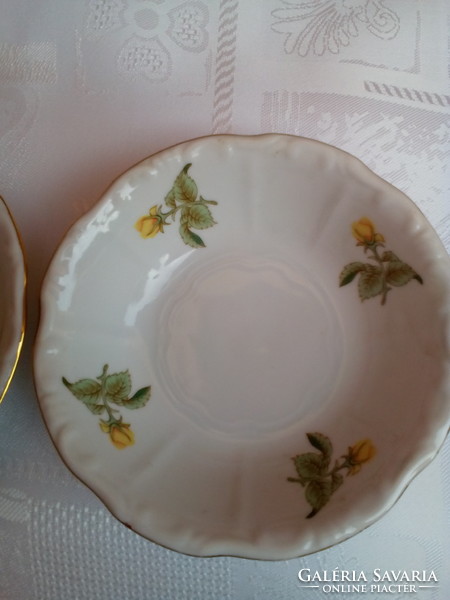 Zsolnay baroque feathered compote, salad plate with yellow roses