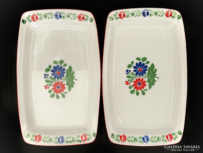 Alföldi 2 pcs of small vitrines folk colorful offering angular flower bowls Hungarian