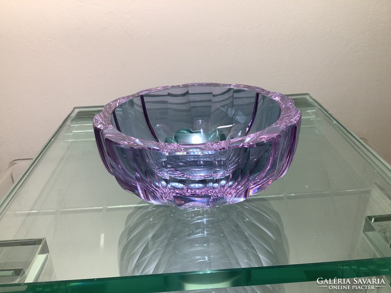 Francia , vagy cseh lilás színű exclusive kristály tál. ( modern )