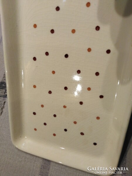 Ceramic tray, offering - natural - with dots