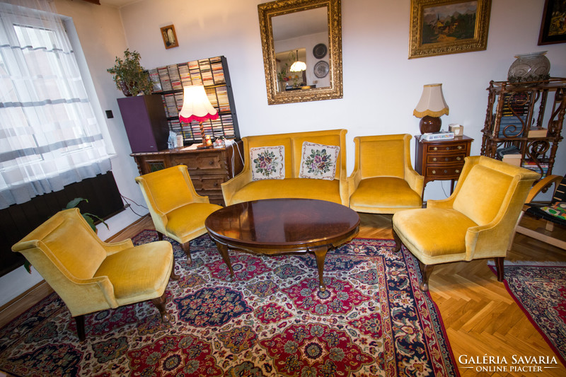 Five-piece mustard yellow Danish sofa set