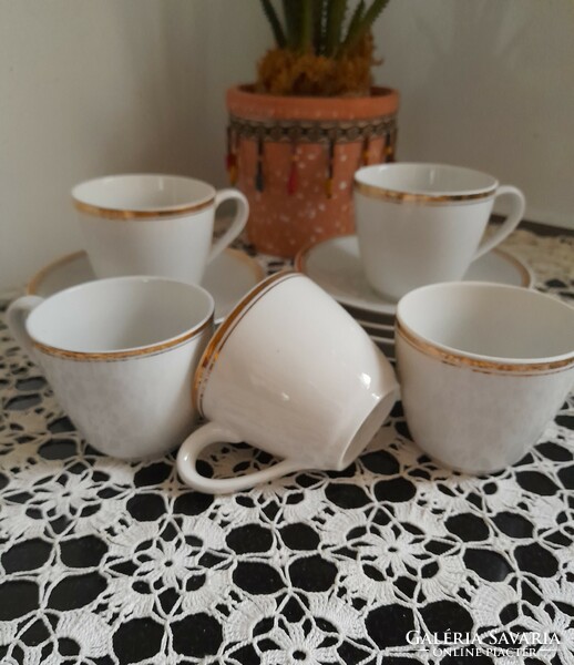 Hollóházi retro white coffee cups 5 pcs