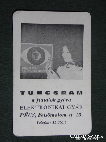 Card calendar, tungsram electronics factory, Pécs, female model, 1979