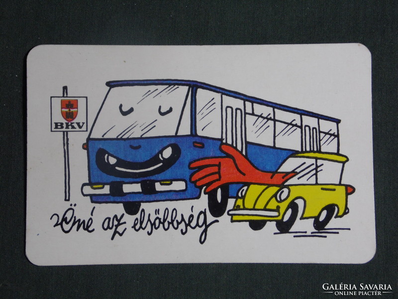Kártyanaptár,BKV közlekedési vállalat,grafikai rajzos,humoros,autóbusz ,1983