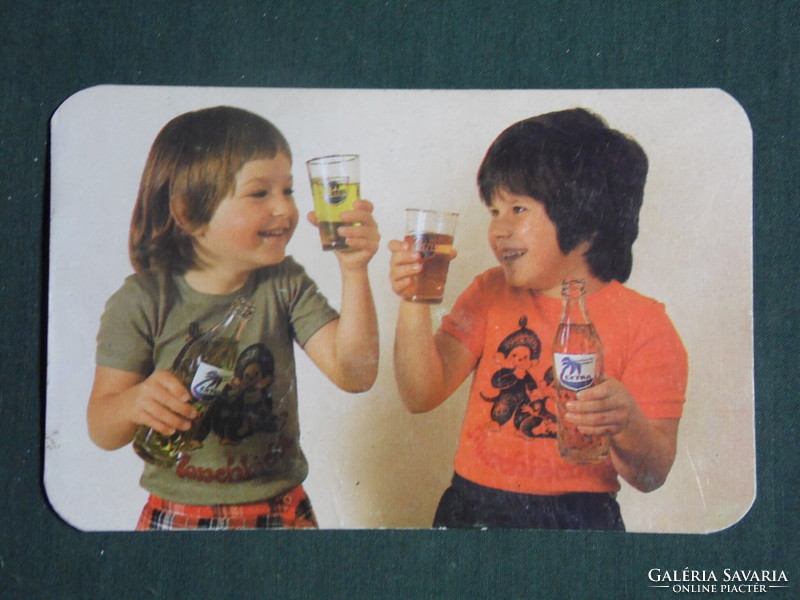 Card calendar, extra soft drink, Békés soft drink industry, Békéscsaba, children's model, 1983