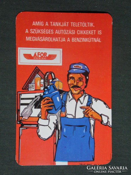Card calendar, Afor gas station, oils, graphic artist, gas station, 1983