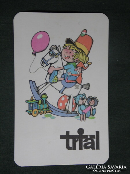 Kártyanaptár,Triál,sport,játék áruház,Hobby bolt,Budapest,grafikai,rajzos,Foky Ottó, 1989