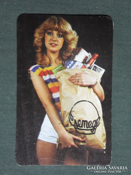 Kártyanaptár, csemege ABC áruházak, erotikus női modell,1983