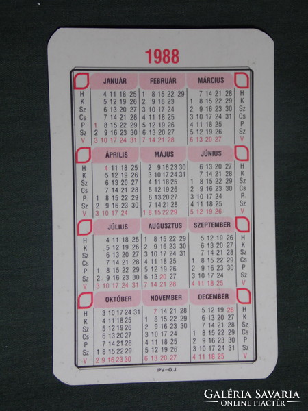 Card calendar, videoton radio television, erotic female model, 1988