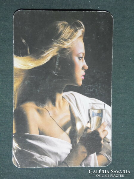 Kártyanaptár, Márka üdítő ital,borgazdasági kombinát, Villány,erotikus női modell,1983