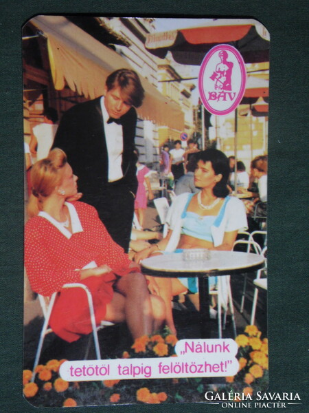 Kártyanaptár, BÁV bizományi áruház, erotikus női modell, 1989