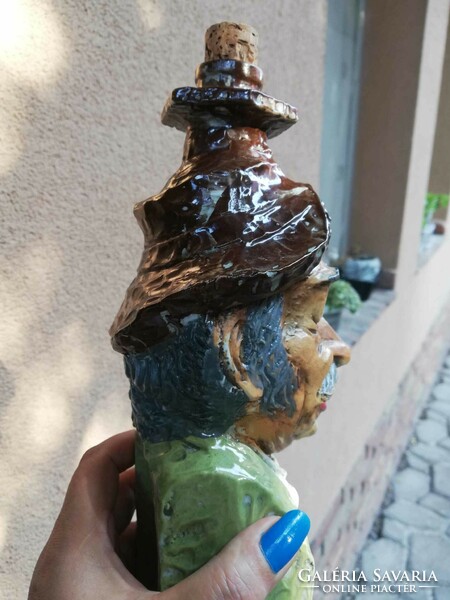 Antik férfi büszt figurális palack 28 cm
