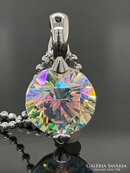 Fabulous rainbow zircon stone pendant, 925, new