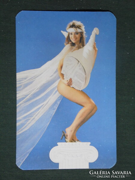 Kártyanaptár,Totó Lottó vállalat, erotikus női akt modell, 1985