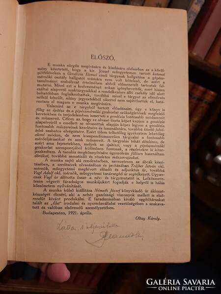 1921 IKONIKUS zanzásitot kiadás a gépész-és épitész hallgatókak! OLTAY KÁROLY:A GEODÉZIA ELEMEI
