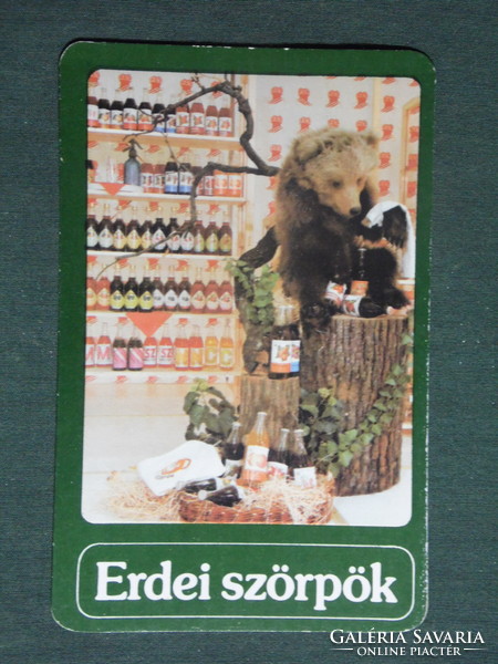 Card calendar, forest bear raspberry syrup, Jaffa, forest products company, 1986