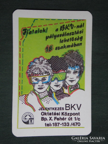 Kártyanaptár,BKV közlekedési vállalat,Budapest,szakmunkás képzés grafikai rajzos,1989