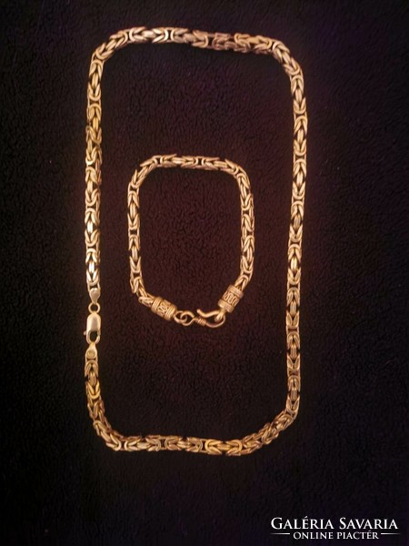 105 gr Ezüst király nyaklánc- karlánc szett. 925
