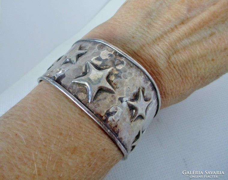 Beautiful old hand hammered silver bracelet