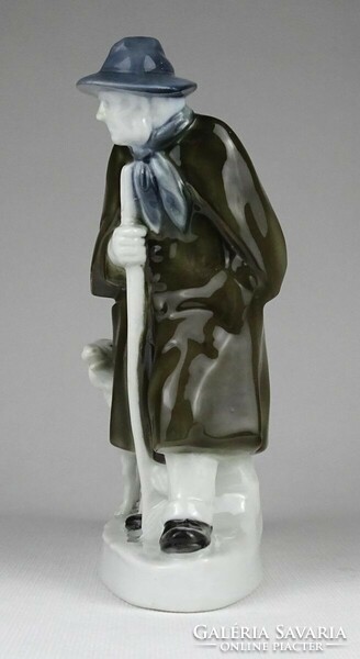 1P012 old porcelain shepherd with lamb and ram 16.5 Cm