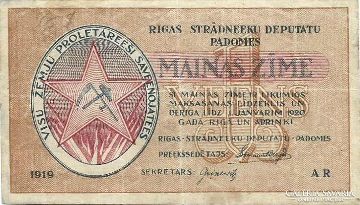 1 rublis 1919 Lettország Riga