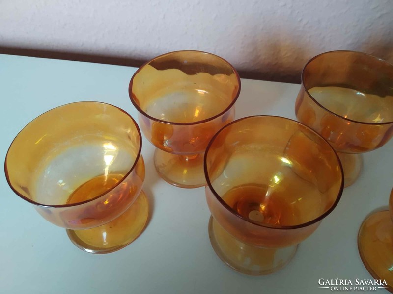 5 pieces, antique stemmed glass, amber color, very beautiful