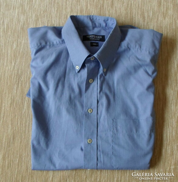 Short-sleeved men's shirt: blue shirt (seiden sticker)