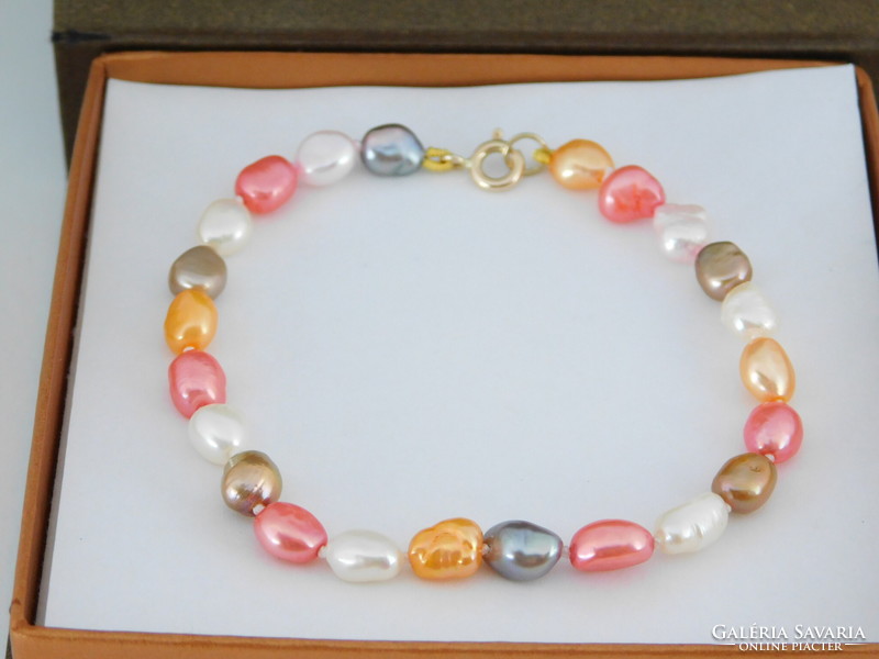 14 K gold multicolored baroque pearl bracelet